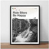DLFALG Mountainbike, Landschaft, Poster, Druck, Schwarz, Weiß, Wandkunst, Leinwand, Malerei, Schlafzimmer, Dekoration für Zuhause, Geschenk, 40 x 60 cm, ohne Rahmen