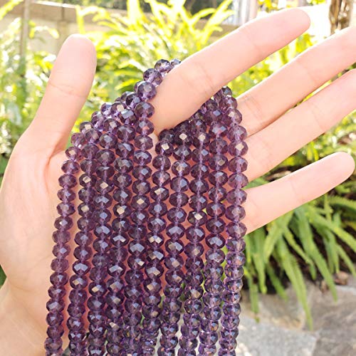 Image of 700pcs Czech Faceted Rondelle Crystal Glass Beads 8mm Bulk Amethyst Purple