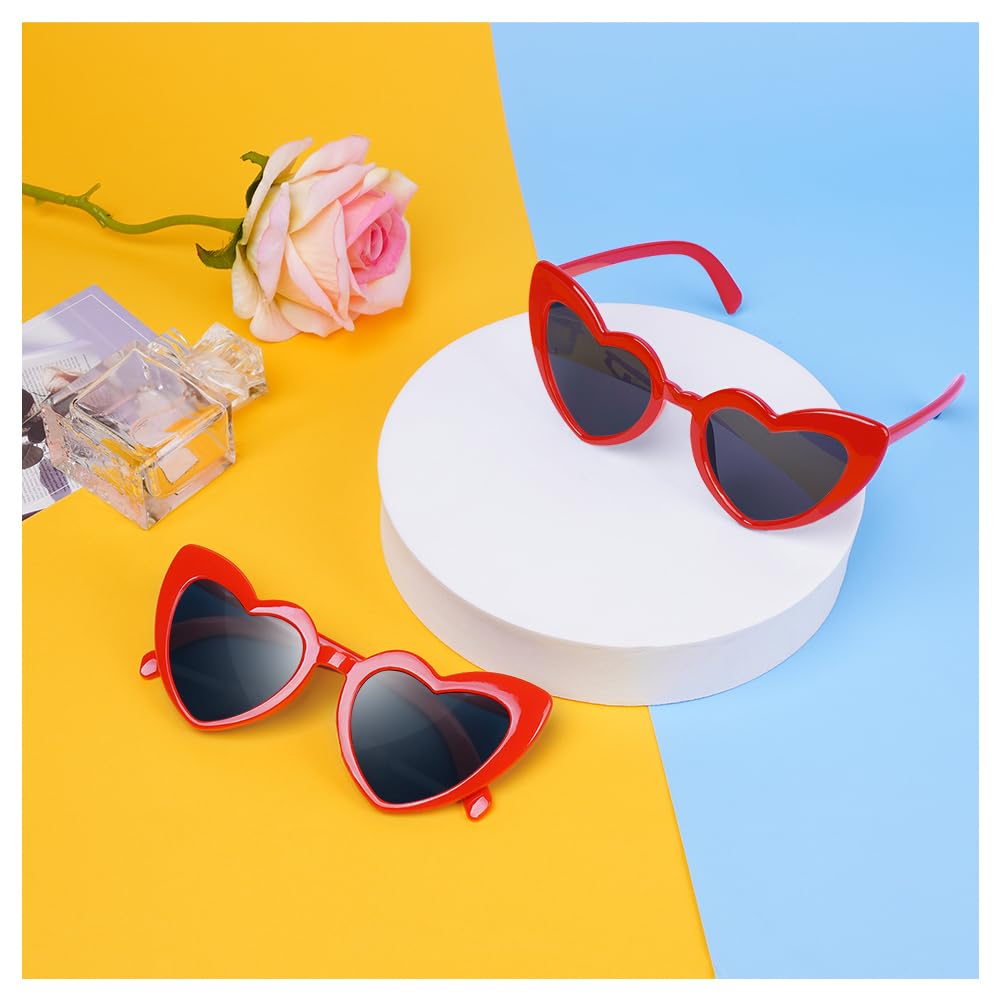 Ainiv Occhiali da Sole a Forma di Cuore, 2 Paia di Occhiali Vintage Cat Eye Love, Protezione Solare UV400 e Protezione UV Lenti Grigie Nere, per Donna Uomo Bambini Party