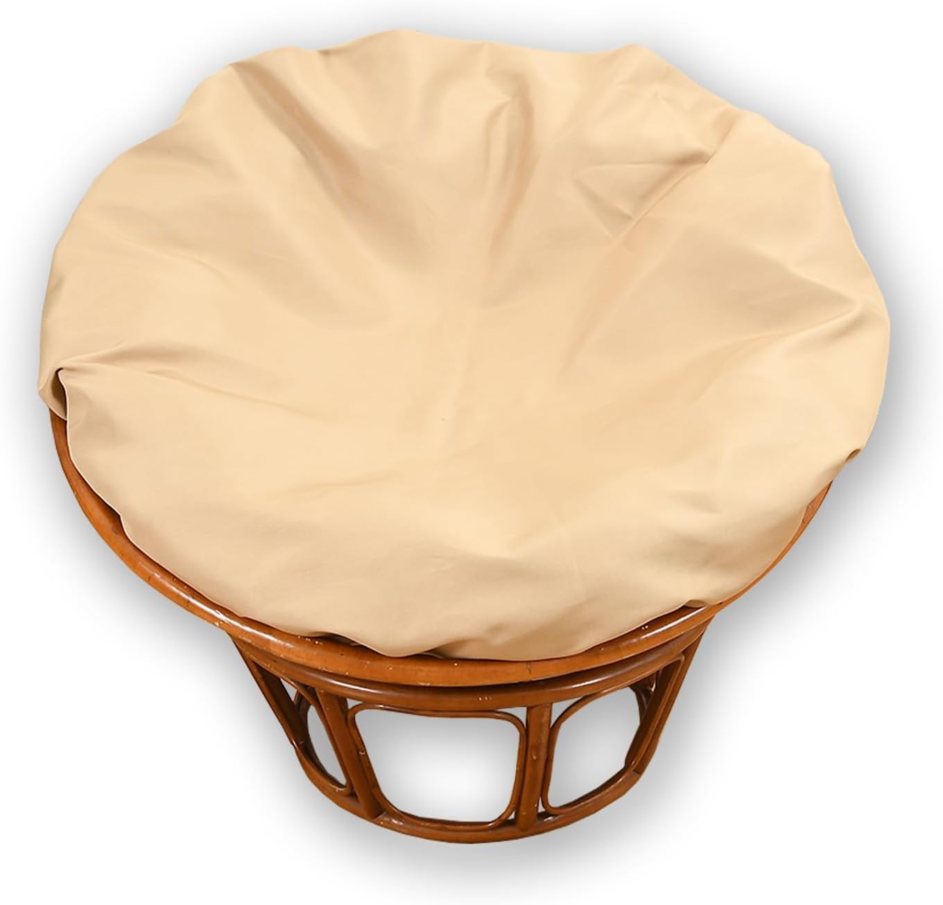 YongXinMY Waterproof Papasan Cushion Cover Only – Outdoor Round Radar Chair Slipcover with Zipper and Ties Anti-Slip Seat Pad Protector for Garden Patio Saucer Chair Moon Chairs (Khaki,47in)