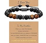 putouzip Natural Tiger Eye Braided Rope Bead Bracelet Gifts For My Man Son Grandson Boyfriend Husban
