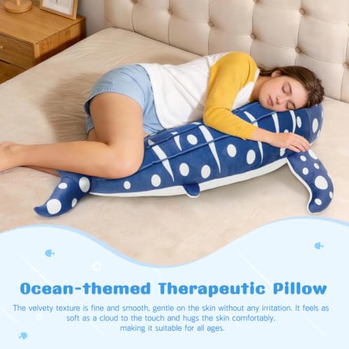 Image of Tezituor 43.3 Inch Giant Whale Shark Stuffed Animal, 4ft Large Stuffed Whale Shark Plush Body Pillow for Girls Boys, Soft Ocean Plush Toy Theme Birthday Gift for Kids Adults
