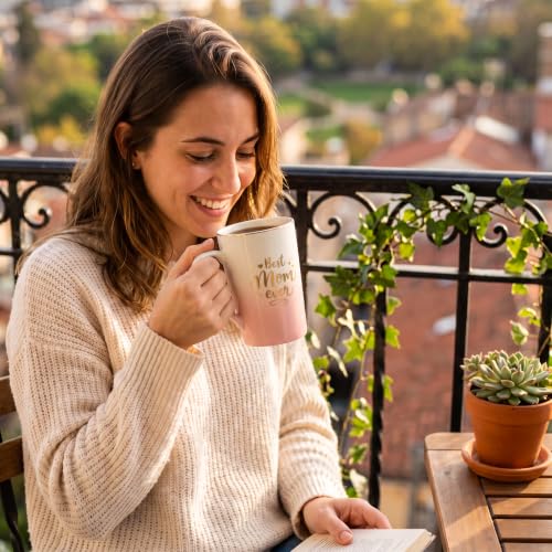 Image of ZAICUS Best Mom Ever Coffee Mug with Lid & Spoon, Ceramic Gift for Mother | Perfect for Coffee, Tea & Daily Use | Perfect Mother's Day & Birthday Gift