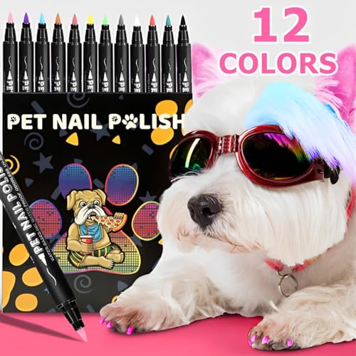 YurMemo Dog Nail Polish Pens, 12 Colors Pet Nail Polish Kit, DIY Pet Nail Art, Quick Dry & Safe for Dog,Cat, Pig, Other Small Animals - Thumbnail 3