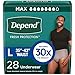 Depend Fresh Protection Adult Diapers, Incontinence Underwear for Men, Disposable, Maximum, Large, Grey, 28 Count, Packaging May Vary