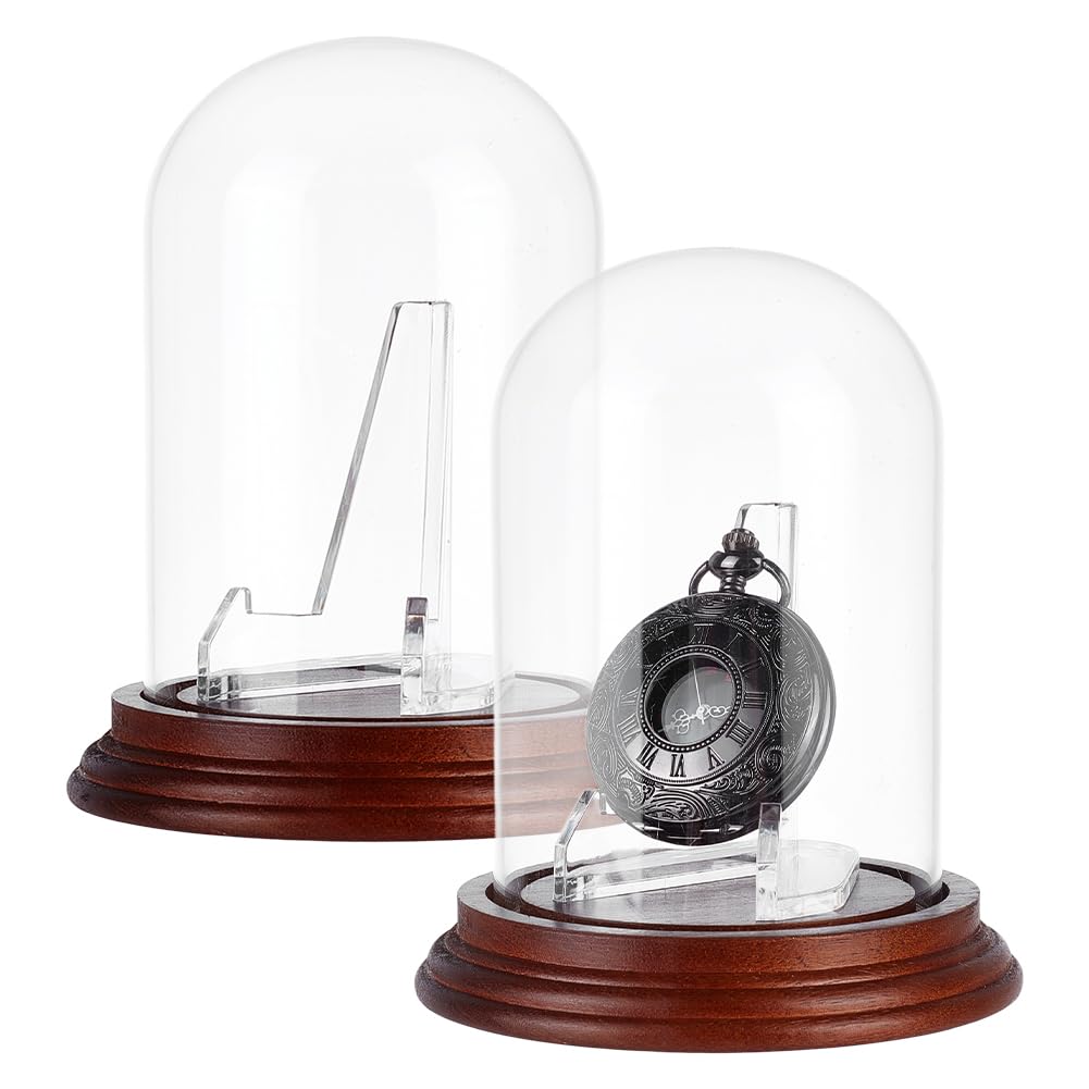 PH PandaHall 2 piezas de cúpula grande de cristal para reloj, caja decorativa de exhibición de reloj de cristal transparente, vitrina protegida para reloj de bolsillo, medallas, coleccionables, fotos