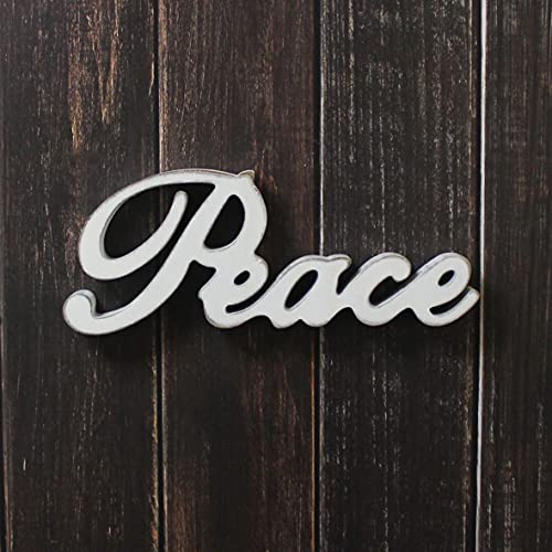 Cvhomedeco. Rustic Vintage Distressed White Wooden Words Sign Free Standing Peace Tabletop/Shelf/Home Wall/Office Decoration Art, 11 X 4-1/4 X 1 Inch #TOP3