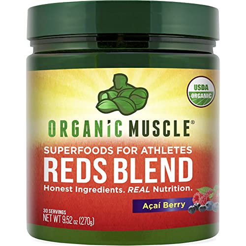 Organic Muscle Super Reds Powder - Organic Superfood Powder For Red Juice With Organic Acai Berry, Pomegranate & Cranberry For Natural Energy & Metabolism - Vegan & Non Gmo 30 Servings #TOP7