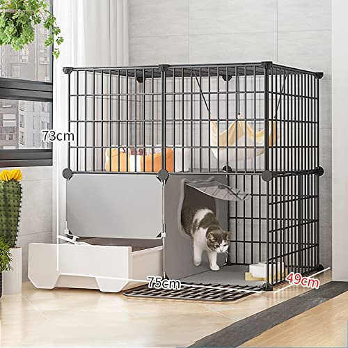 猫ケージ,猫 折りたたみ ケージ,キャットケージ,大型 キャット3段 4段 5段 6段スペース付きセット脱走防止 ペットキャット脱走防止 多頭飼い 頑丈 檻 ねこ ネコ 猫ハウス 室内 フェンスお手入れ簡単折り畳み式 移動便利 シンプルハンモック付 収納型