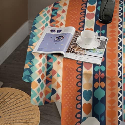 Nappe de table ronde imperméable rayée 152 cm pour salle à manger - 8
