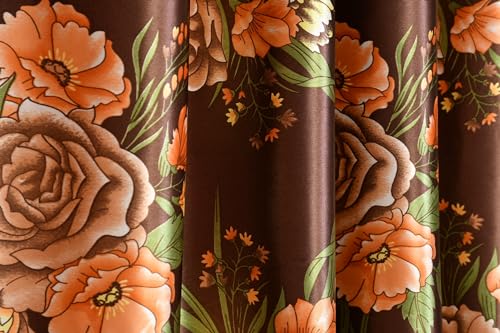Image of Homefab India Eyelet Polyester Floral Long Door Curtain - 8 ft, Coffee - 2 Piece