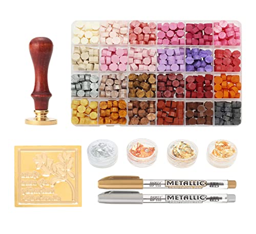 N&Seals シーリングワックス シーリングスタンプ 24色ワックスピル スタンプヘッド スタンプハンドル アレンジホイル4種類 アレンジペン金銀