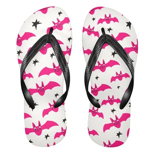 Burbuja Pink Bats Flip Flops for Women Men, Soft Thong Sandals Rubber Slippers for Pool Beach Essentials