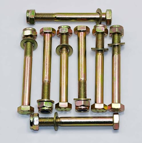 Image of M8 x 70mm Hex Head Bolt by Color Galvanization with Nylon Lock nut and Flat Washer Assortment Kit,Alloy Steel,Grade 8.8.(8pcs Pack)