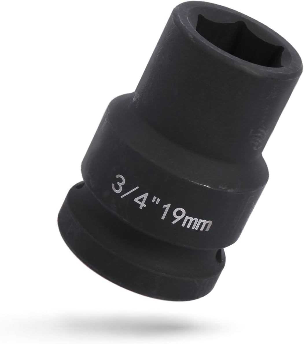 3/4 inch Drive Impact Socket,19mm 6-Point Standard Sockets CrMo High Carbon Steel For Impact Wrench Professional Industrial