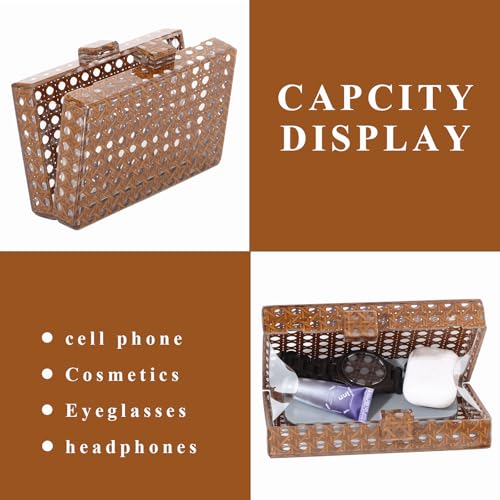 Image of GOKTOW Rattan Acrylic Bag Clutch Purse Evening Bag Woven Handbag Summer Beach Purse