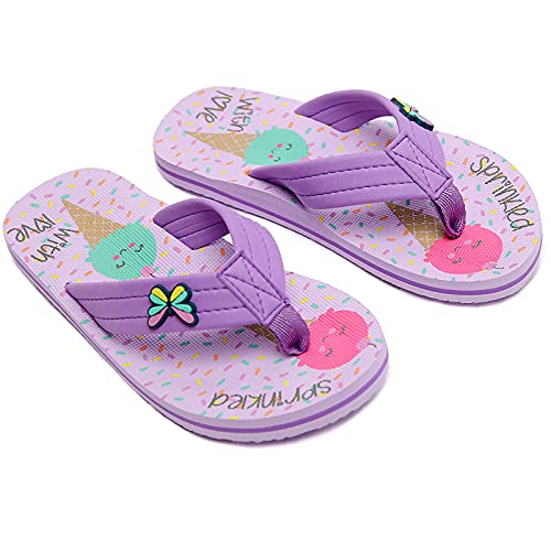 Saidoteto Boys Girls Flip Flops Child Summer Slip-On Thong Sandals Beach Pool Water Shoes(Little/Big Kid) Purple 2-3 210319 #TOP3