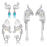 KALVICA 3 Paar Elfen Ohrringe für Damen Frauen Halloween Elfenohren Manschetten Silber Ohrclips Ohne Ohrlöcher für Elven Halloween Kostüm Cosplay Hochzeit