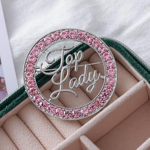 Image of Women Brooch Pink Diamond Top Lady Letters Social Broach TLOD Pin Gifts Jewelry