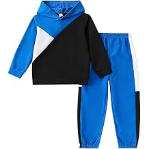 Boys Clothes 2pcs Tween Boy Color Block Hoodie + Pants Little Boys Fall Winter Outfits Set, 4-12 Years