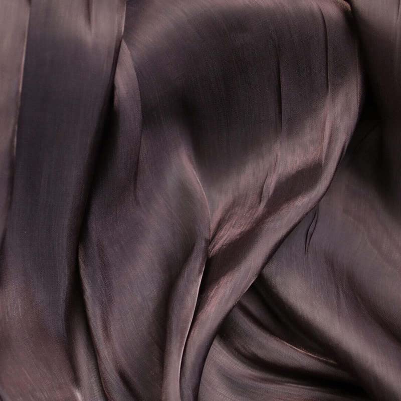 38 Colours - Soft Glazed Shimmer Sheer Woven Polyester Satin Organza Feel Fabric (1 Metre, Dark Mauve 8003)