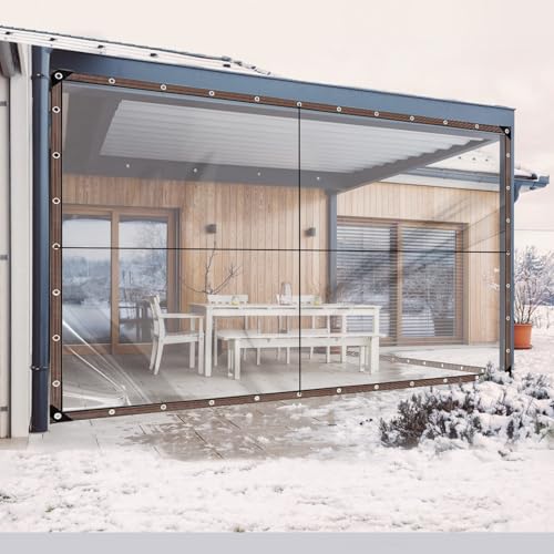 13X16FT Clear Waterproof Tarps(increase grommets,Windproof Rope +Ties)Poly Tarpaulin Outdoor Garden Rainproof Covering,Clear Vinyl Tarp with for patio,for Covering Henhouse Porch Canopy Plant Camping