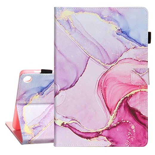 Dteck Case for Samsung Galaxy Tab A 10.1 Case 2019 Model SM-T510/SM-T515, Multi-Angle Viewing Protective PU Leather Folio Cover for Samsung Tab A 10.1 2019 Release Tablet, Purple Gold Marble