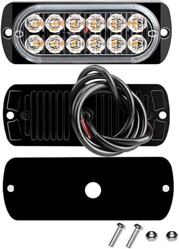 Miniatura 7 de 4 luces estroboscópicas intermitentes para camiones, 12 LED de 12 a 24 V, barra de luz de construcción para vehículos, kit de luces LED ámbar