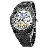 FORSINING Orologio da polso da uomo, impermeabile, automatico, meccanico, con fasi lunari, a carica automatica