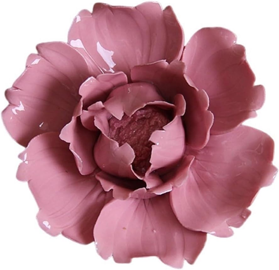 Ceramic Flower Wall Decor Handmade 3D Wall Art Hanging Sculpture White Flower Wall Decor Peony 4.72" (Large)