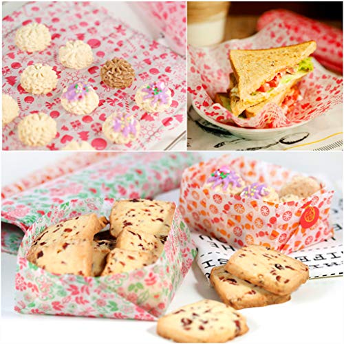100pcs Wax Paper Food Picnic Paper Grease Proof Paper Waterproof Dry Hamburger Paper Liners Wrapping Tissue for Plastic Food Basket (Xmas Elk pattern) - Thumbnail 7