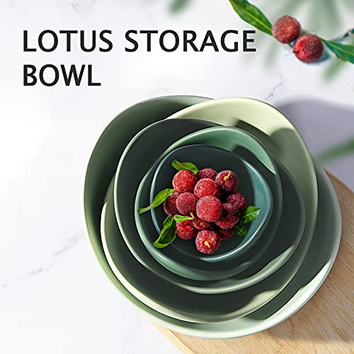 Notakia Salad Bowls, 5 Packs Serving Bowls Porcelain,Lotus Shaped Pasta Bowls, Dishwasher & Microwave Safe, Unique Ceramic Bowls For Salad, Pasta, Soup, Rice, Ideal For Home And Restaurant (Green) #TOP2