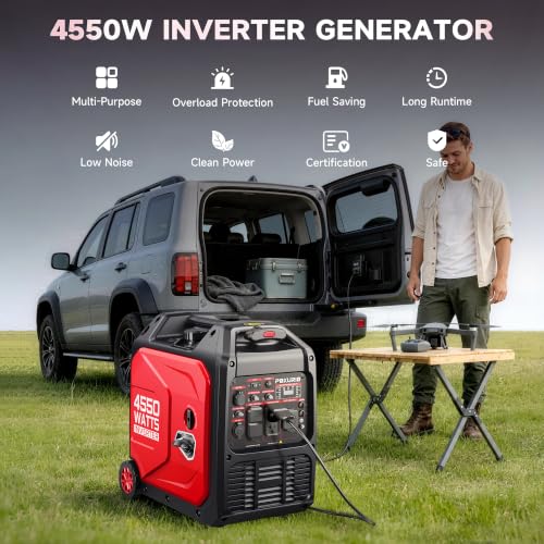 Generador Inversor Portátil POXURIO DK4550iAED 4550 Vatios, Tanque de Combustible de 9L, Súper Silencioso, Gasolina y Propano, 120V miniatura 5