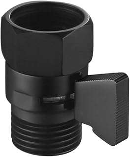 Shower Valve, Brass Water Flow Shut Off Valve for Hand Shower, RV Hose Flow Restrictor, Matte Black