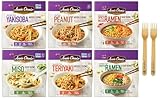 Annie Chun's Japanese Style Noodle and Soup Bowls Bundlle with Yakisoba, Peanut Sesame, Spicy Miso Ramen, Miso, Teriyaki, Shoyu Ramen, (Pack of 6), and Make Your Day Sporks
