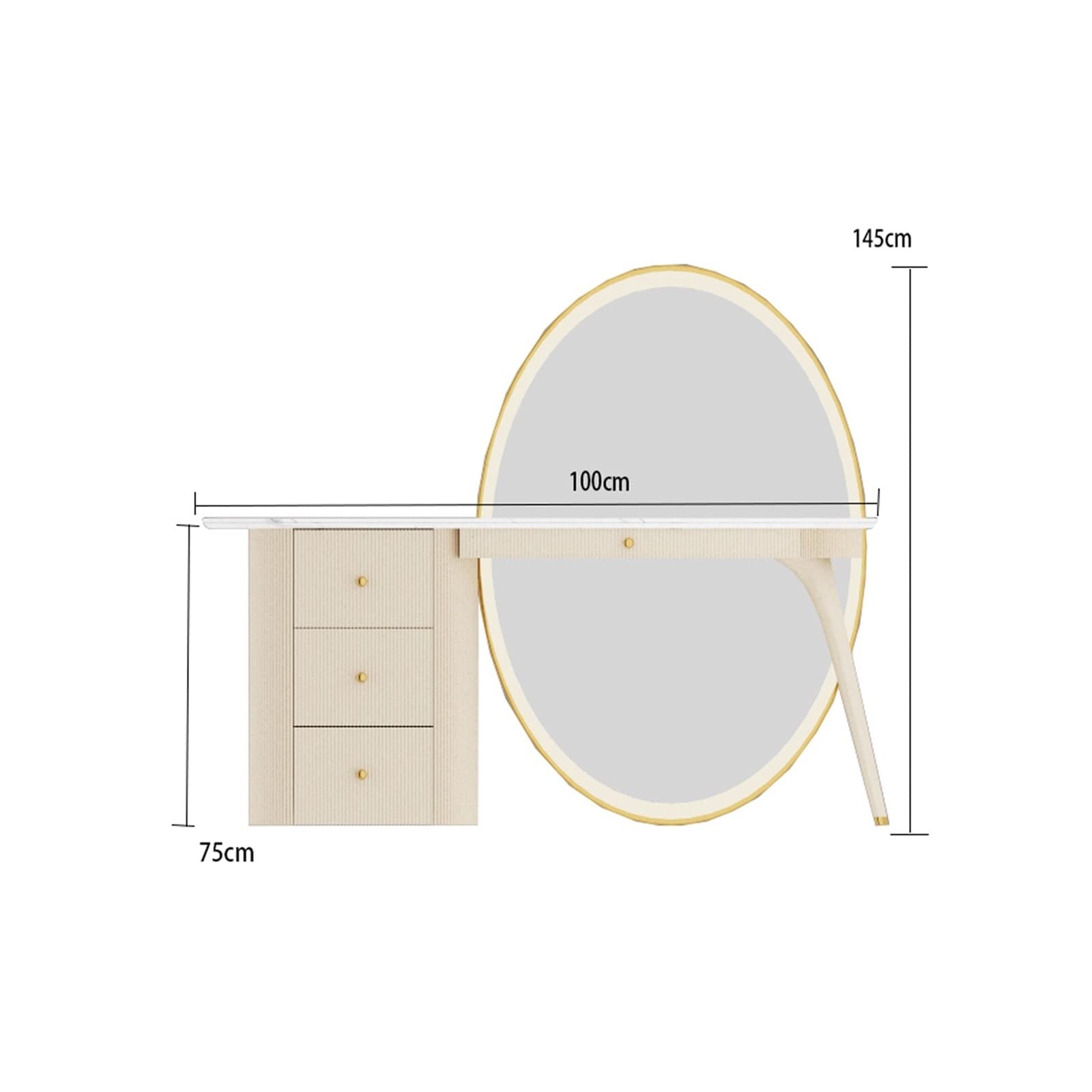 ULTRAWAVE Schminktisch Kommode Schminktisch Schlafzimmer Vollspiegel Aufbewahrungsschrank All-in-One Set Damen Make-up Schublade Schminktisch Dressing (Farbe: 100 cm)