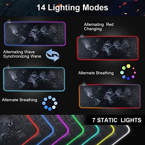 Vicloon RGB Gaming Mouse Mat Pad, XXXL (800×300×4mm) Large Extended Led Mousepad with Non-Slip Rubber Base, Soft Computer Keyboard Mice Mat for Macbook, PC, Laptop, Desk (RGB Mouse Mat)