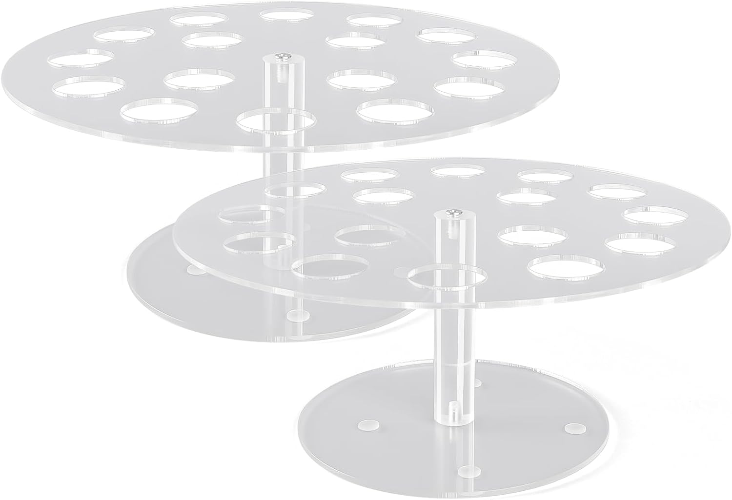 2 Pack Acrylic Ice Cream Cone Holder, 16 Hole Clear Round Display Stand for Waffle Cones, Sushi, Popcorn, Ideal for Wedding, Birthday, Party Dessert Buffet, Catering Events, Dessert Shop Use