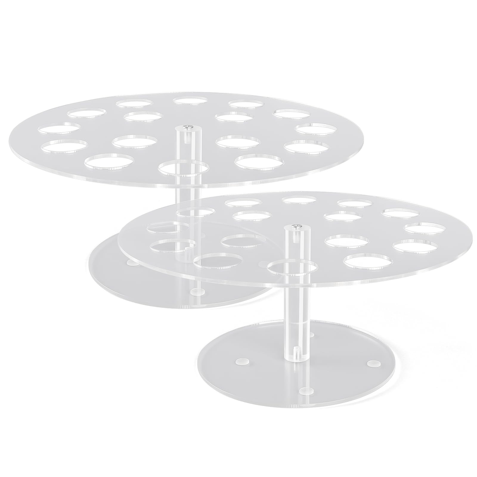 Photo 1 of 2 Pack Acrylic Ice Cream Cone Holder, 16 Hole Clear Round Display Stand for Waffle Cones, Sushi, Popcorn, Ideal for Wedding, Birthday, Party Dessert Buffet, Catering Events, Dessert Shop Use