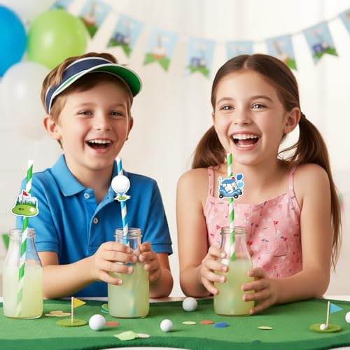Pitillos de papel azul y verde golf, 50 unidades miniatura 3