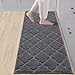 COSY HOMEER Soft Kitchen Floor Mats for in Front of Sink Super Absorbent Kitchen Rugs 20"x59" Non-Skid Standing Mat Washable,Polyester,Dark Grey