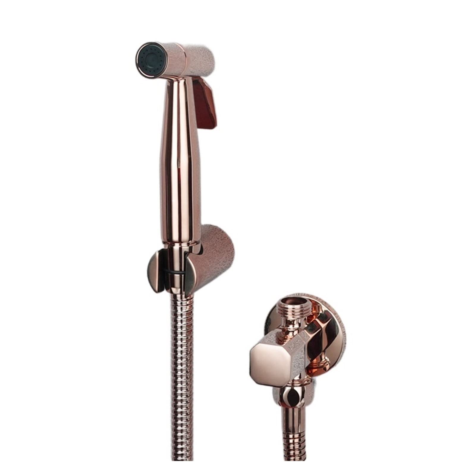Ręcznie HELD BIDET Opryskiwacz Douche WC Zestaw Różowy Złoty Mosiądz Shattaf Głowica Prysznicowa Set Jet Bidet Faucet, Wodnooszczędny(Bidet faucet set B)
