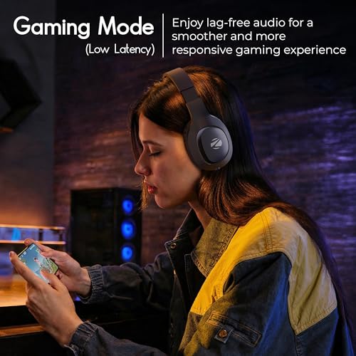 Image of Zebronics Thunder Neo (2026 Upgrade) Wireless Headphone, BT v6.0, True 50hrs Playback, 40mm Driver, ENC, Rapid Charge, Gaming Mode, Dual Pairing, 3 EQ Modes, AUX, Voice Assistant (Blue)