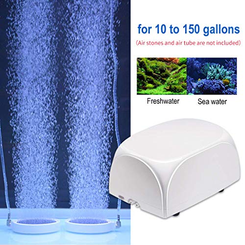 boxtech Aquarium Air Pump for 1-30 Gallon Tank with Accessories Air Stones Silicone Tube Check Valves (3 Watt, 2 Outlet)