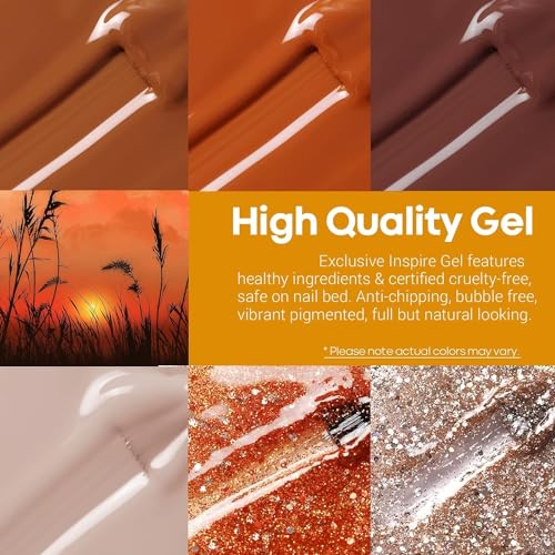 Image of DUDUSTRONG Bolt Bee Gel Glossy Finish Nail Polish Kit Gel Nail Polish Set, Fall Winter 6 Colors Gel Polish Kit Gold Glitter Brown For Women Mom (A1 A-Fall Queen (94+121+136+88+123+62)), 90 Ml