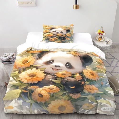 Linge de lit microfibre motif panda 3D avec impression textile haute définition durable - 2