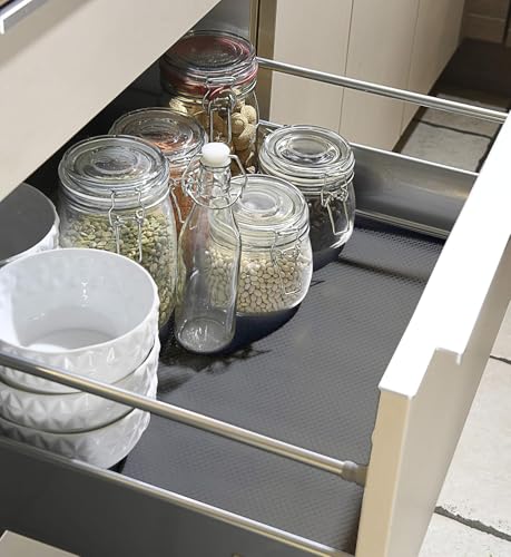 Image of CRIYALE EVA Food Grade Washable Anti Slip Mat (45 cm x 5 mtr), Shelf Liner Paper, Fridge, Shelves, Cupboards, Waterproof Place Mat EVA Shelf Liner Sheet for Drawers & Wardrobe (Diamond Texture, Grey)