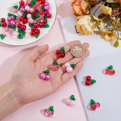 48 breloques cerises en résine pour création de bijoux DIY - 4