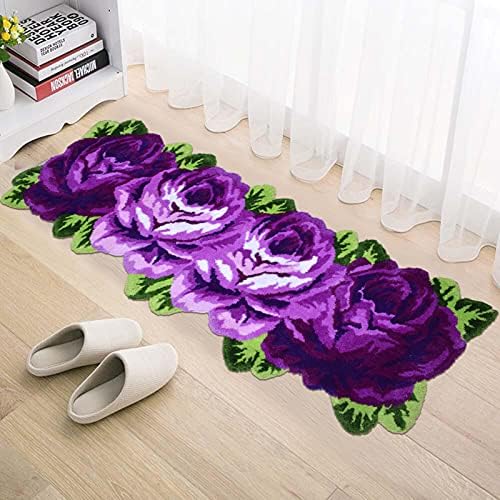 ABREEZE Soft Area Rug Shaggy Rug Rose Fluffy Area Rugs Plush Floor Carpet Mat for Bedroom Floor Kids Room Kitchen Decor Purple Kitchen Runner Rug