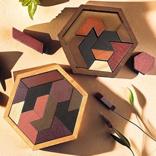 Tangram hexagonal de madera Montessori para mejorar la concentración infantil 3